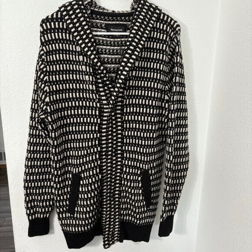 Barney Cools Black Hooded Knit Cardigan XS Long Sleeve NEW